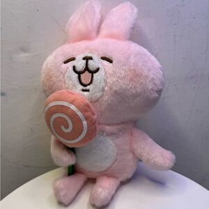 Pink Plush Bunny Toy with Lollipop